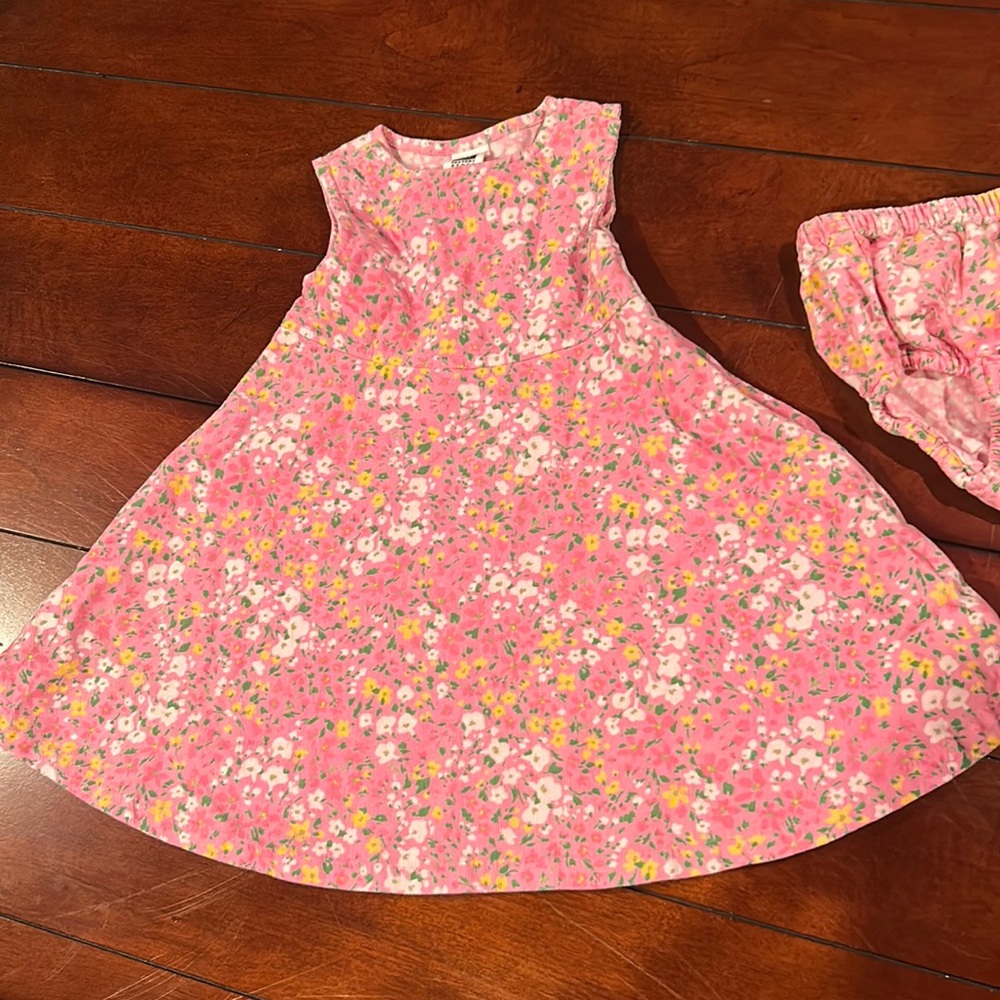 Baby Gap Factory Pink Corduroy Floral Dress with diaper cover 12-18 Months